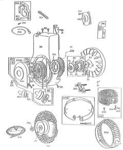 Blower Hsg, Rewind, Flywheel Diagram and Parts List for 195431-2234-XX  Briggs and Stratton Engine